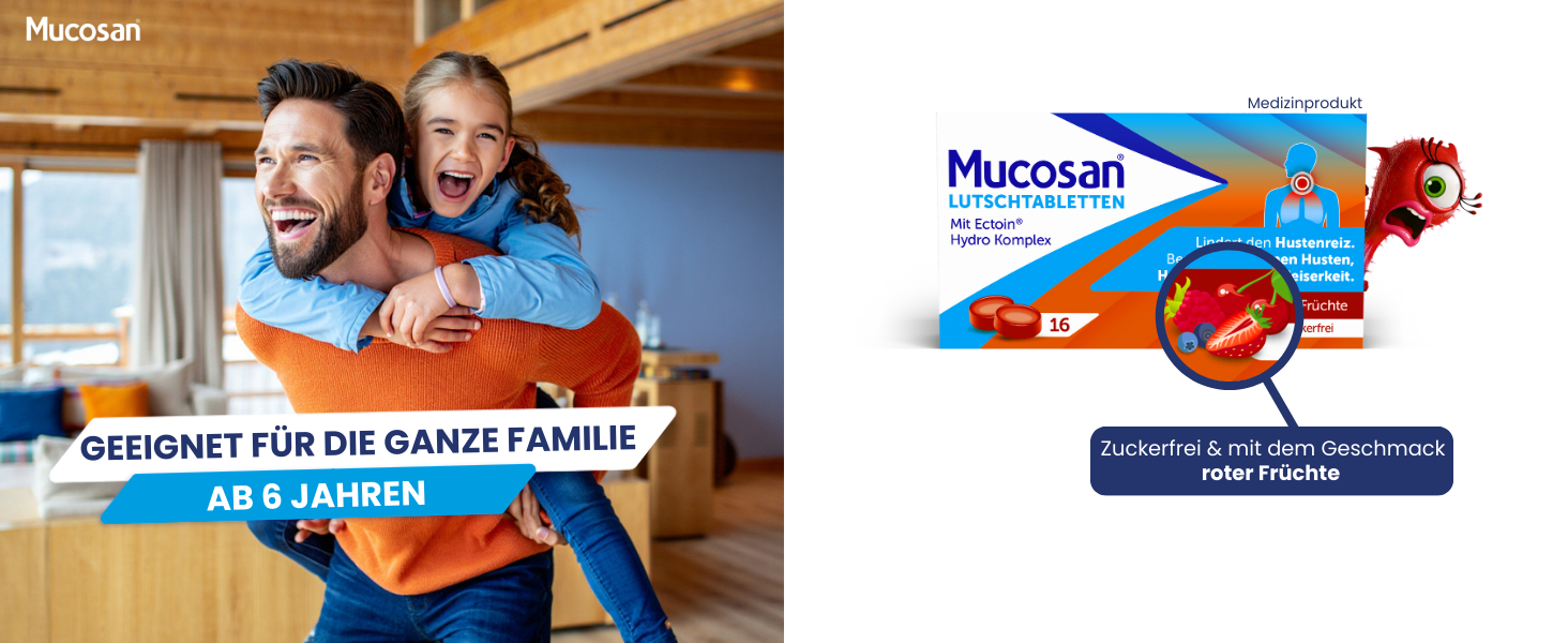 Mann trägt Kind auf dem Rücken. Text: Geeignet für die ganze Familie ab 6 Jahren.